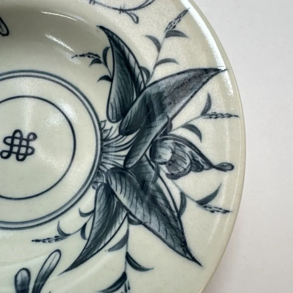 Bat Trang Vietnamese Hand Painted Pottery 2 Bowl heart trinket dish Dragonflies